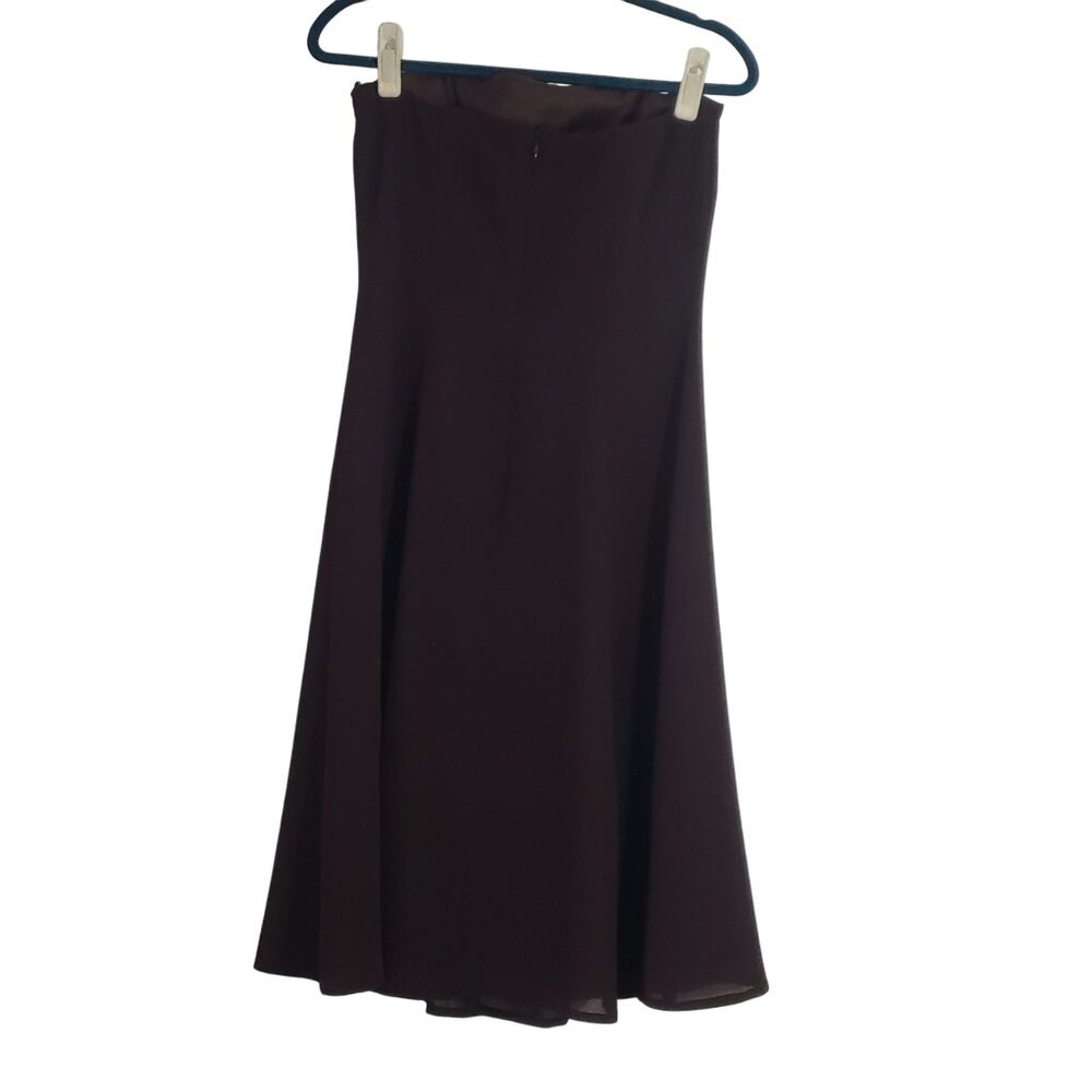 Vintage 90s Y2K Strapless A-Line Dress‎ Brown Midi Retro Formal Classic Timeless